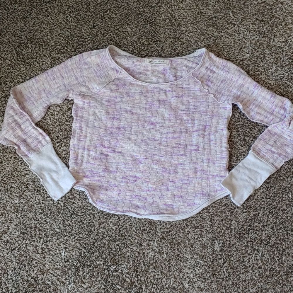 We The Free People Pink Combo Sweater Women's M Lightweight Knit Scoopneck